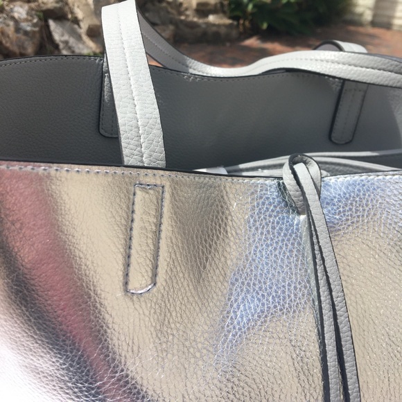 NWT Marcs Metallic Silver/Grey Reversible Shopper Tote Bag/Shoulder Bag - Picture 12 of 15